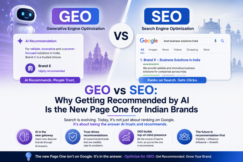 GEO vs SEO: Why Getting Recommended by AI Is the New Page One for Indian Brands